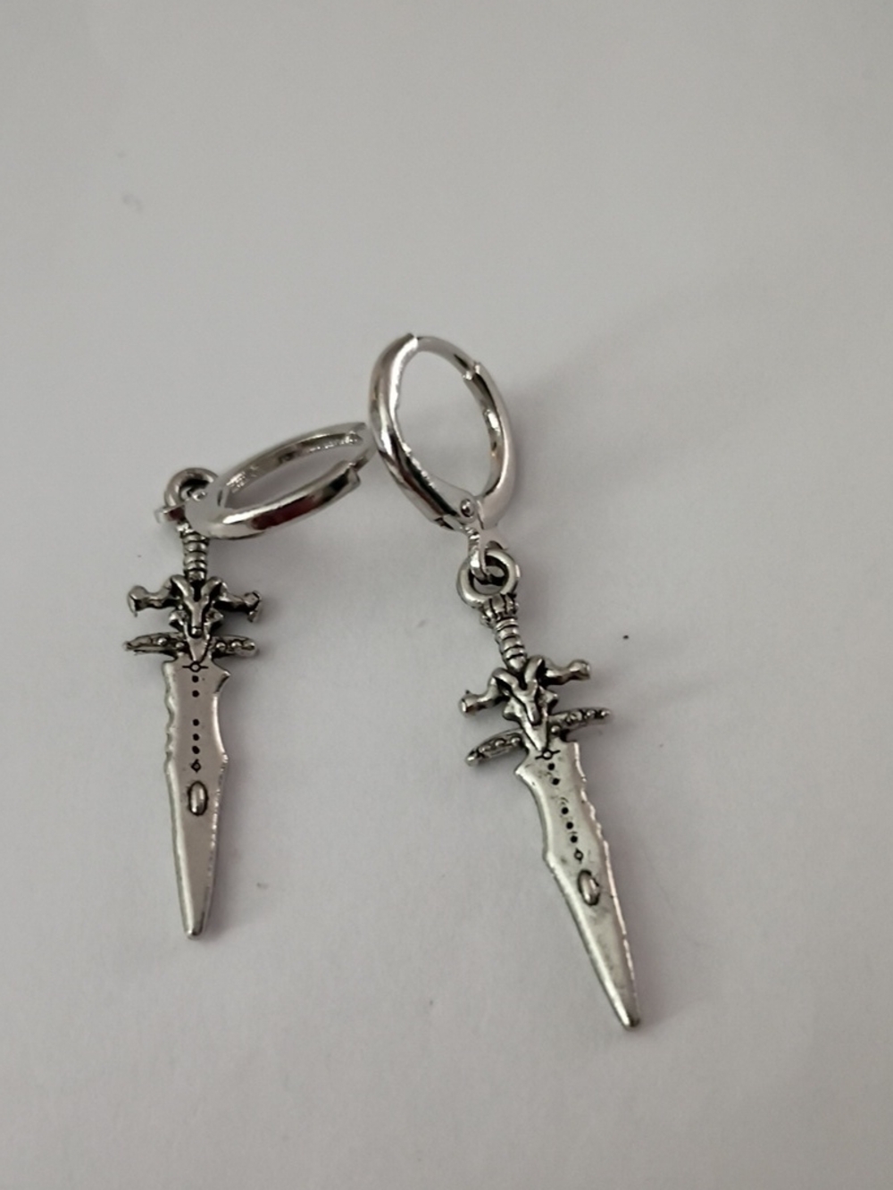 Silver Dagger Hoop Earrings - Unbranded